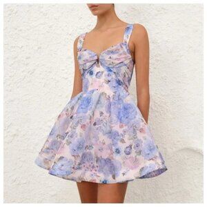 Zimmermann Rebellion Drape Sky Bloom Mini Dress